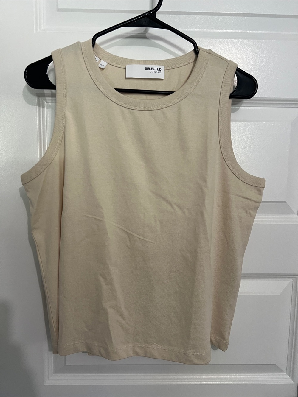 Selected Femme Cream Sleeveless Cotton Tank